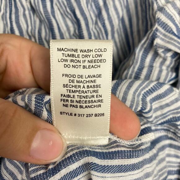 Rebecca Taylor Blouse Off Shoulder Cotton Strappy Stripe Blue White 8 Medium - Picture 6 of 8